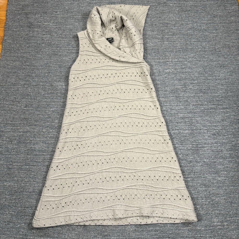 Spirit House Dress Women Small Beige Cowl Knit Wool Lagenlook Artsy Earthy USA